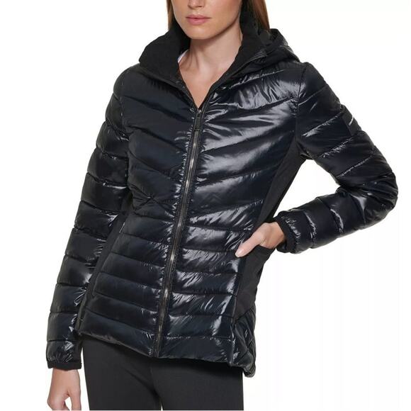 CALVIN KLEIN PERFORMANCE Black Hooded Puffer Coat Size XS New w/ Tag MSRP $195 - Picture 1 of 7